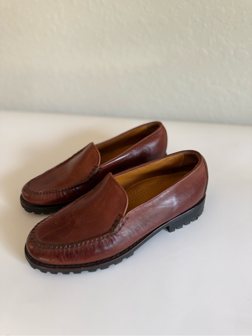Cole Haan Brown Leather Moc Toe Slip-On Loafers - Picture 6 of 11